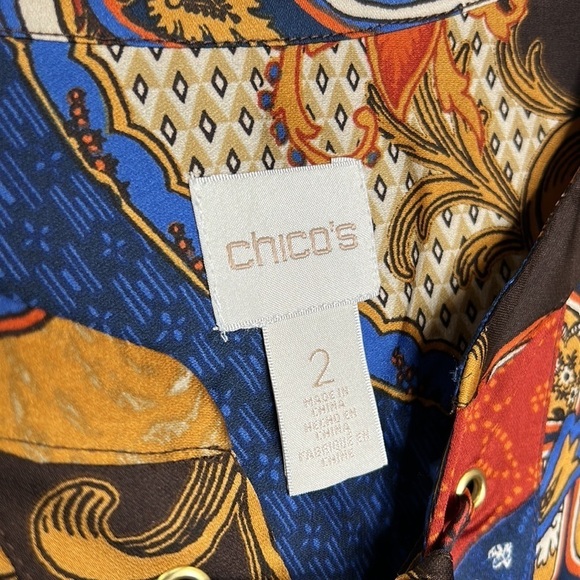 Chico's Vintage Paisley Peasant Blouse Tunic Top Size 2 / Medium/Us 12‎ - Picture 6 of 11